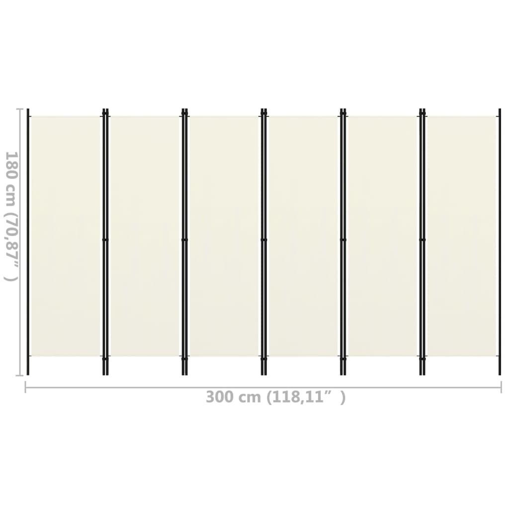 6-Panel Room Divider White 300x180 cm