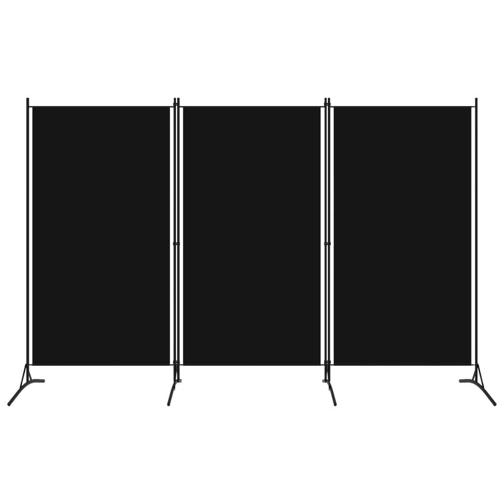 3-Panel Room Divider Black 260x180 cm Fabric