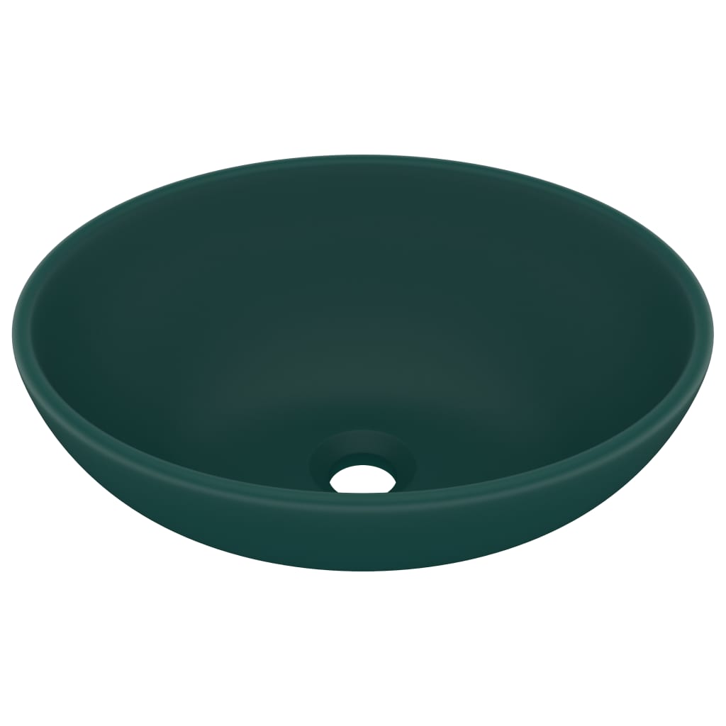 Luxury Basin Oval-shaped Matt Dark Green 40x33 cm Ceramic