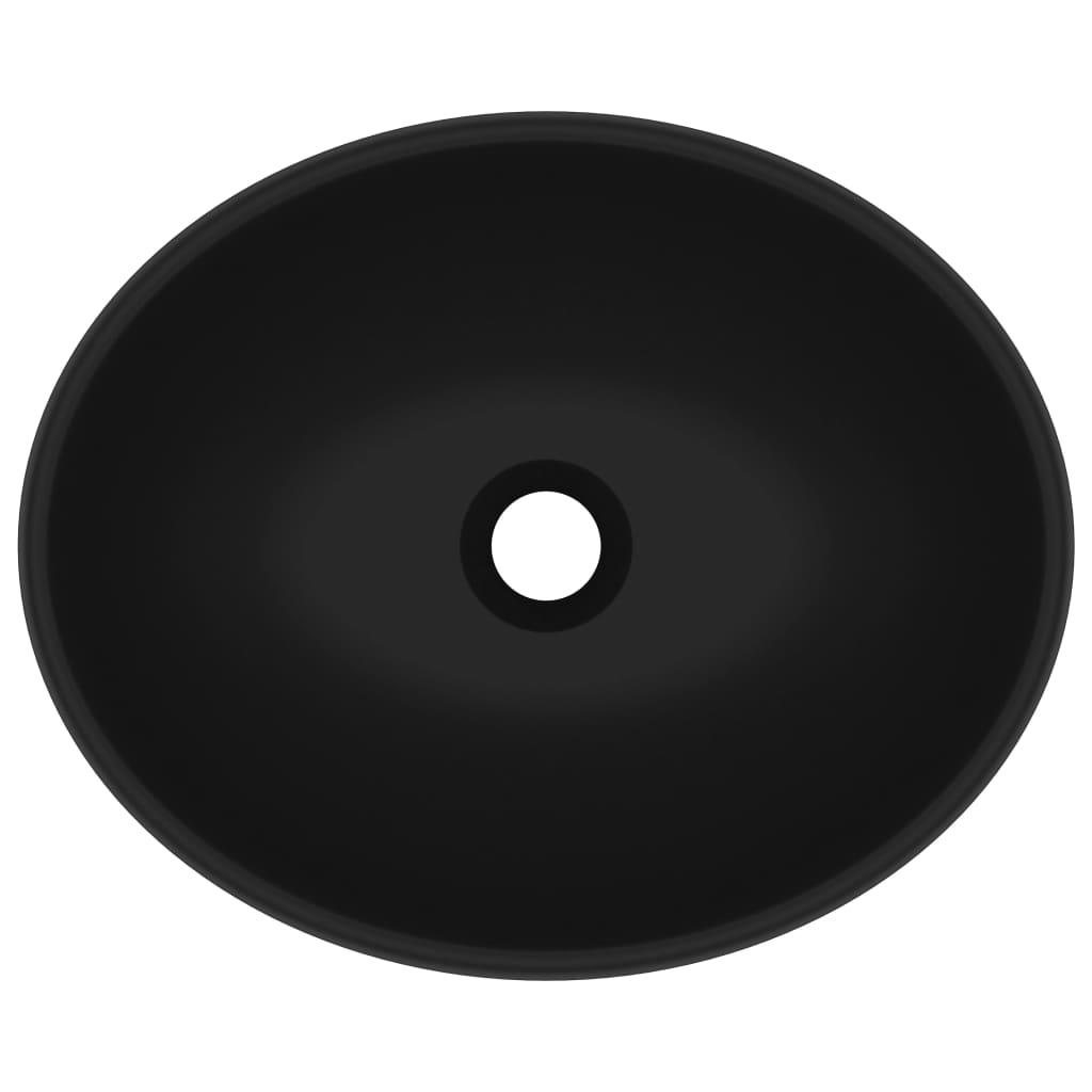 Luxury Basin Oval-shaped Matt Black 40x33 cm Ceramic