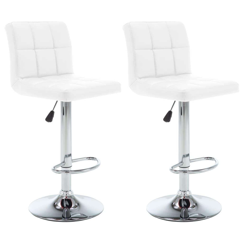 Bar Stools 2 pcs White Faux Leather
