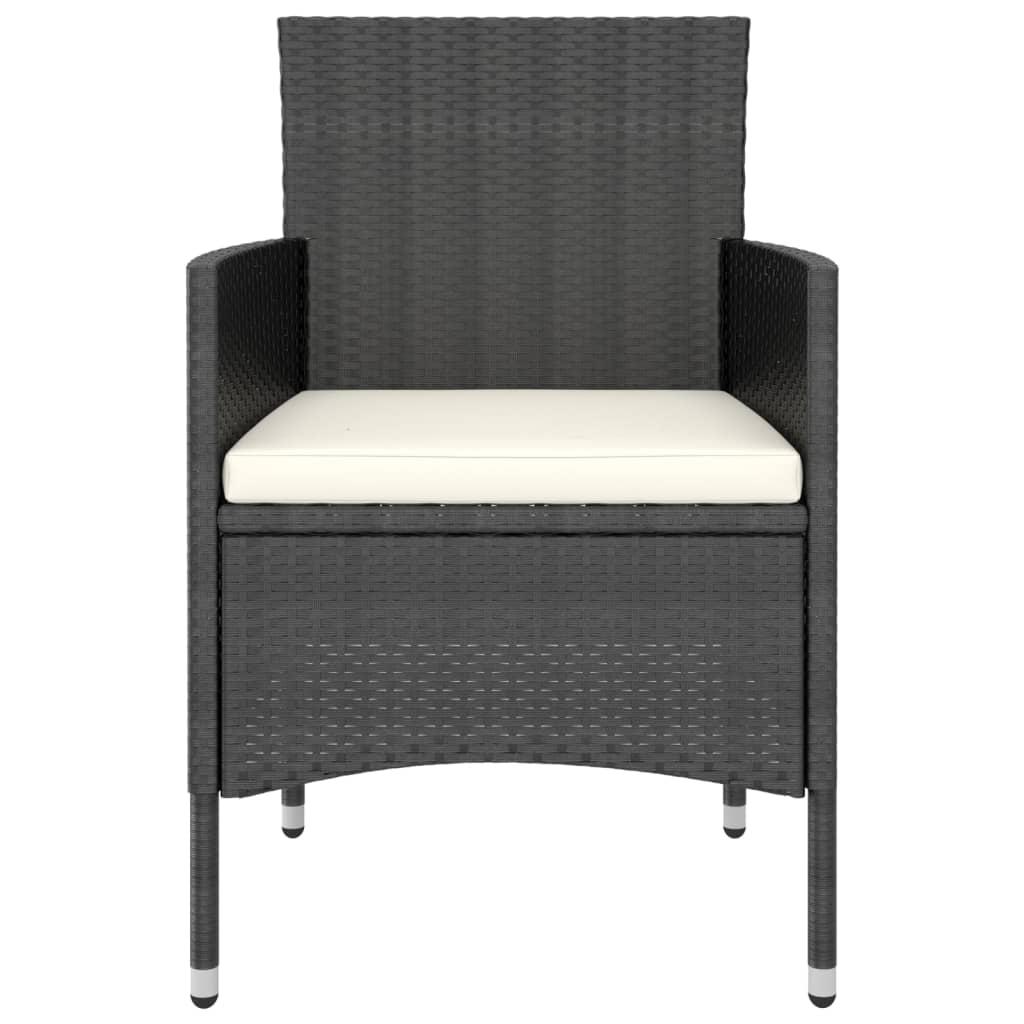 4 Piece Garden Chair and Stool Set Poly Rattan Black