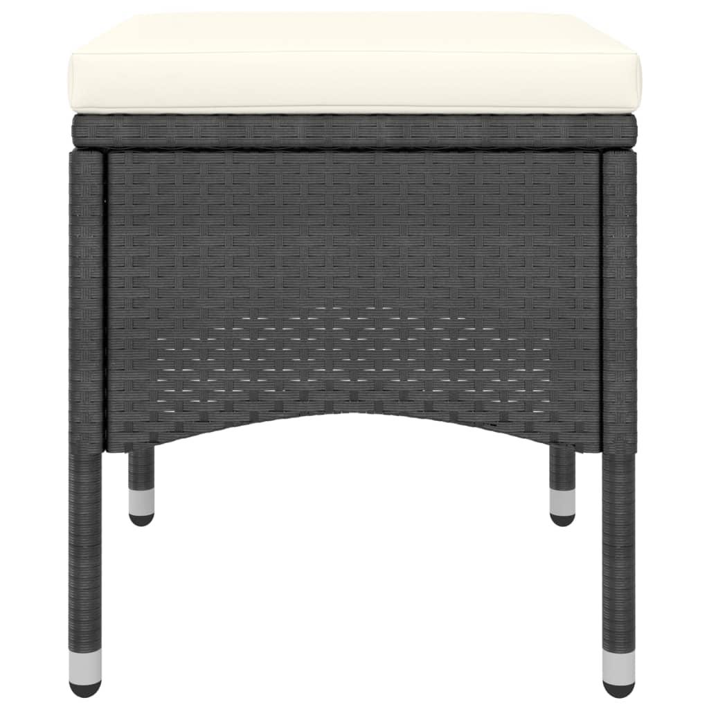 4 Piece Garden Chair and Stool Set Poly Rattan Black