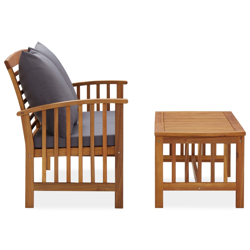 2 Piece Garden Lounge Set with Cushions Solid Acacia Wood