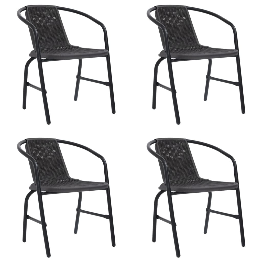 Garden Chairs 4 pcs Plastic Rattan and Steel 110 kg