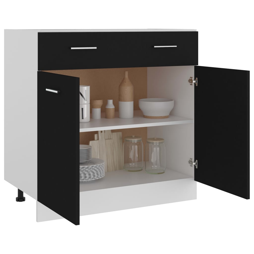 Drawer Bottom Cabinet Lyon Black 80x46x81.5 cm Engineered Wood