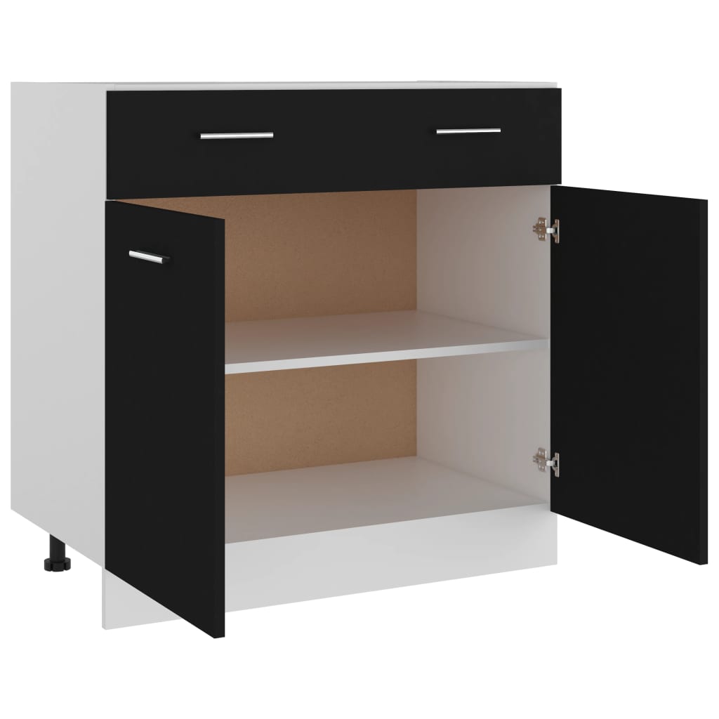 Drawer Bottom Cabinet Lyon Black 80x46x81.5 cm Engineered Wood