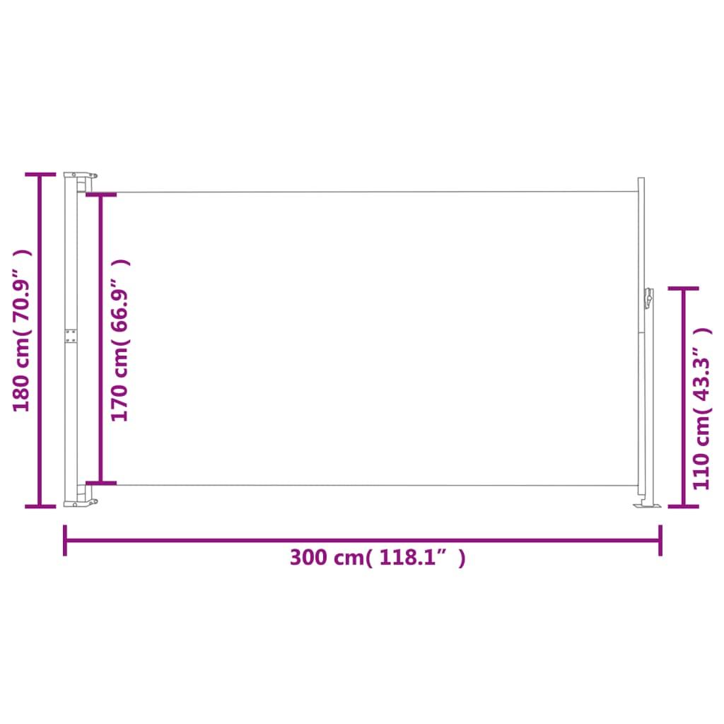 Patio Retractable Side Awning 180x300cm Cream