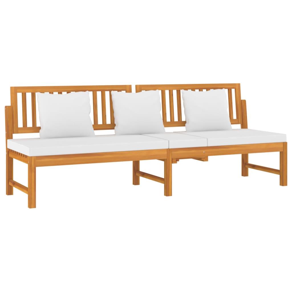 Day Bed with Cream Cushion 200x60x75 cm Solid Wood Acacia