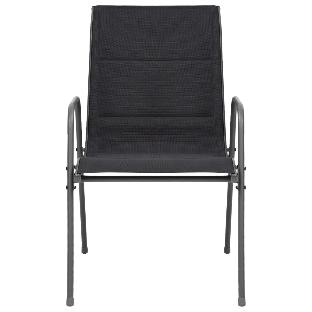 Stackable Garden Chairs 2 pcs Steel and Textilene Black