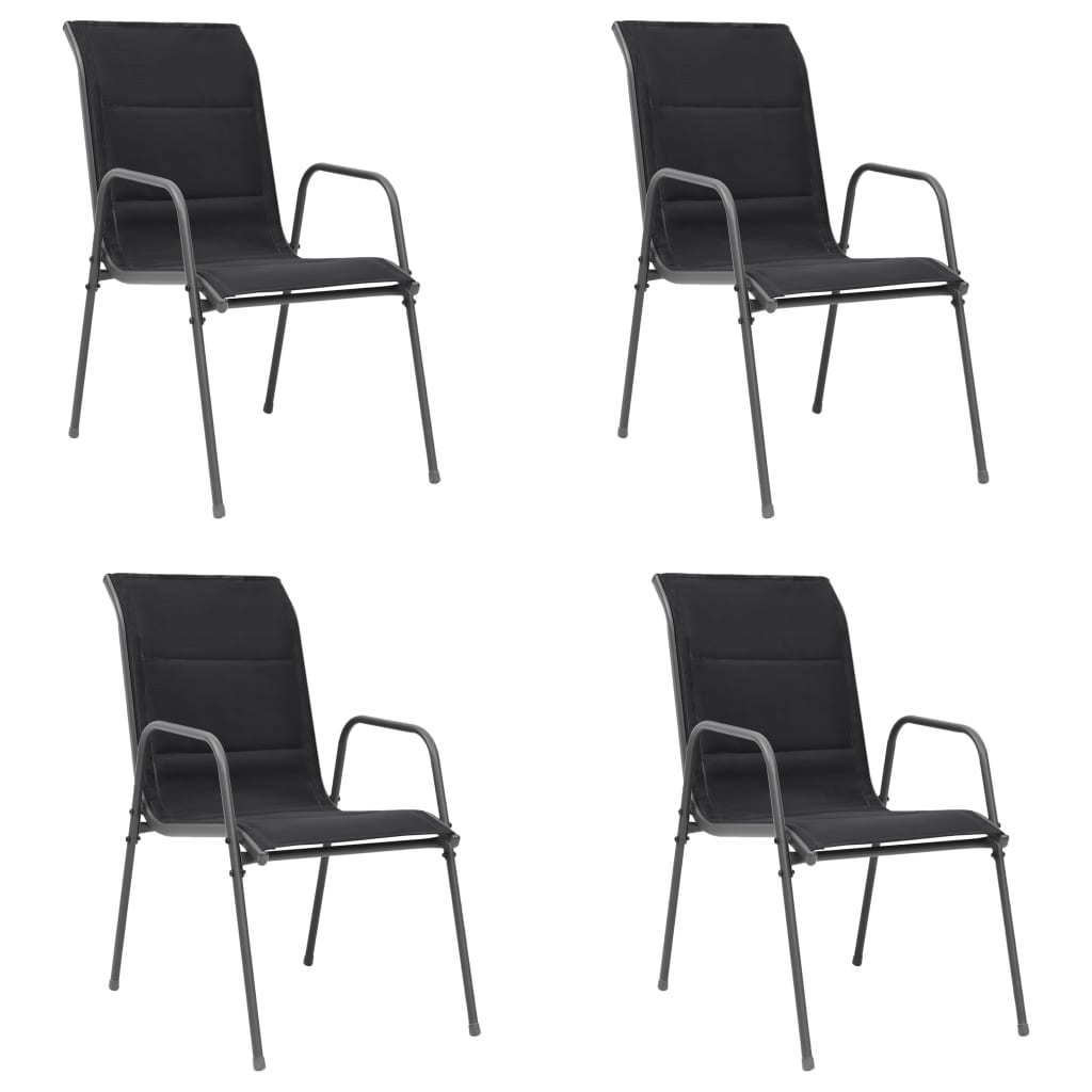 Stackable Garden Chairs 4 pcs Steel and Textilene Black