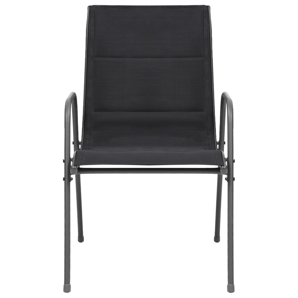 Stackable Garden Chairs 4 pcs Steel and Textilene Black