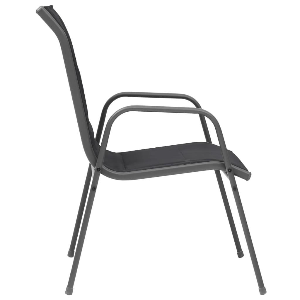 Stackable Garden Chairs 4 pcs Steel and Textilene Black