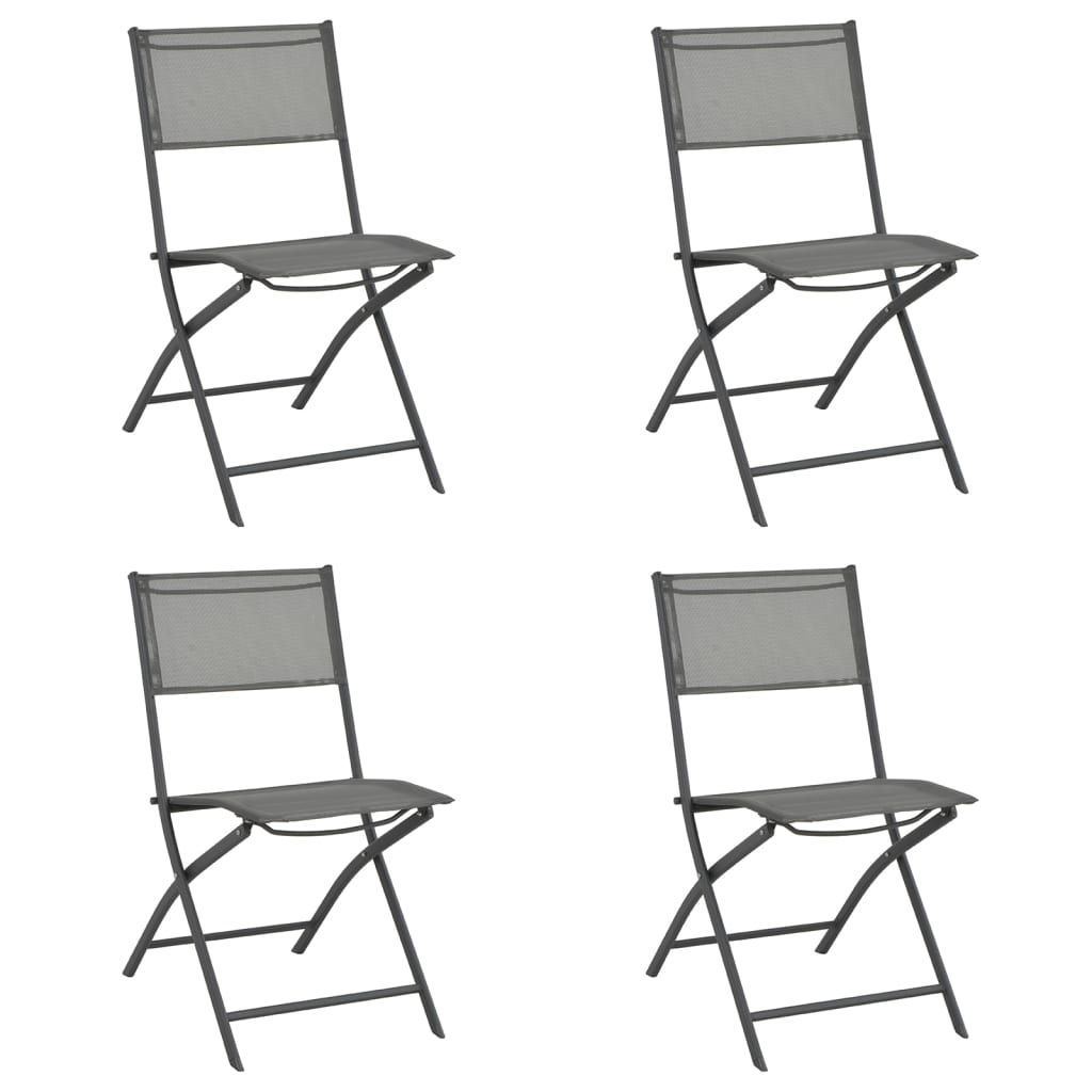 Folding Outdoor Chairs 4 pcs Grey Steel and Textilene