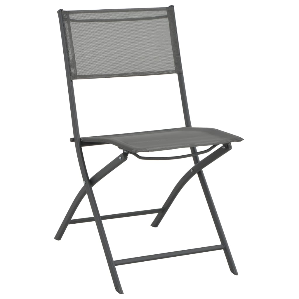 Folding Outdoor Chairs 4 pcs Grey Steel and Textilene