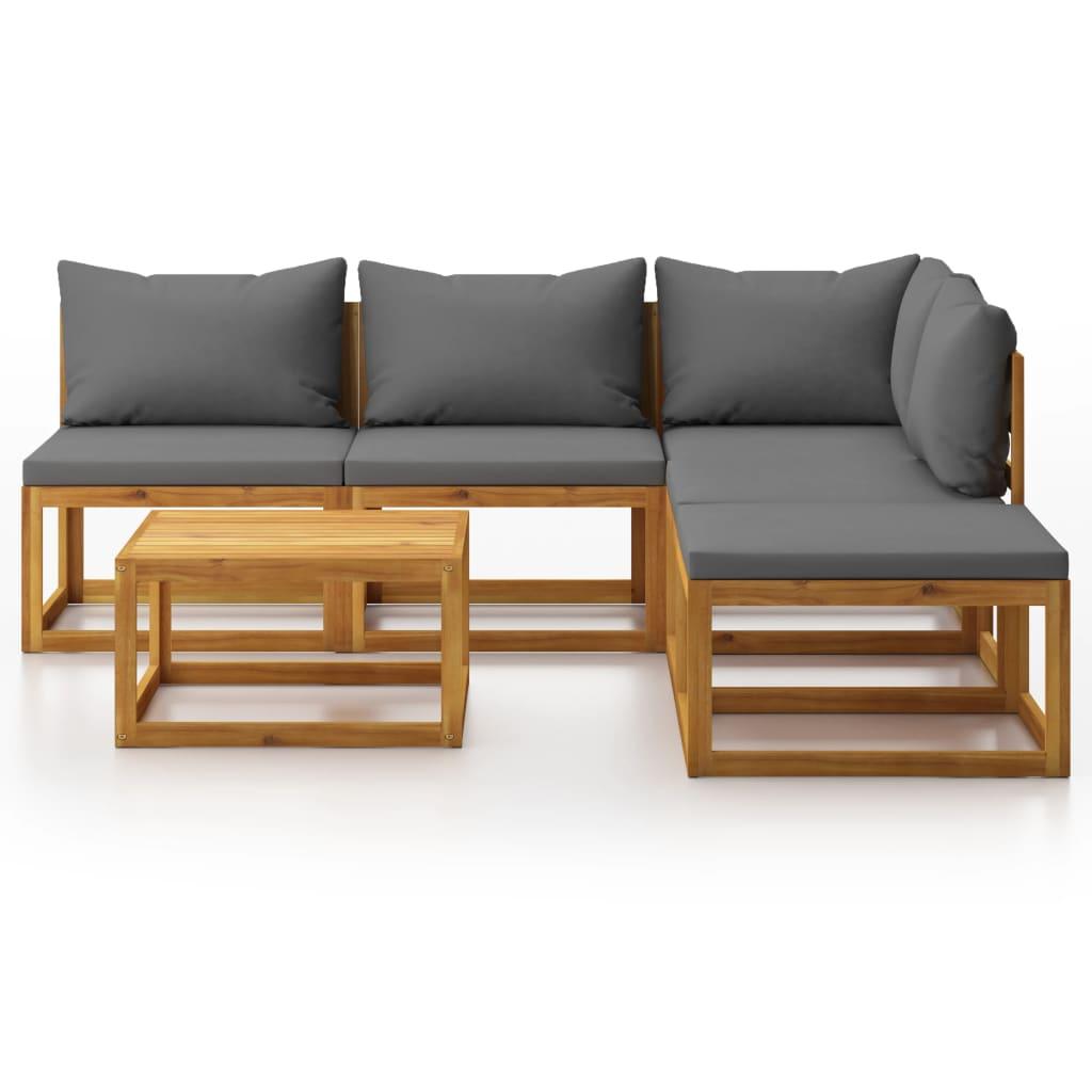 6 Piece Garden Lounge Set with Cushion Solid Acacia Wood