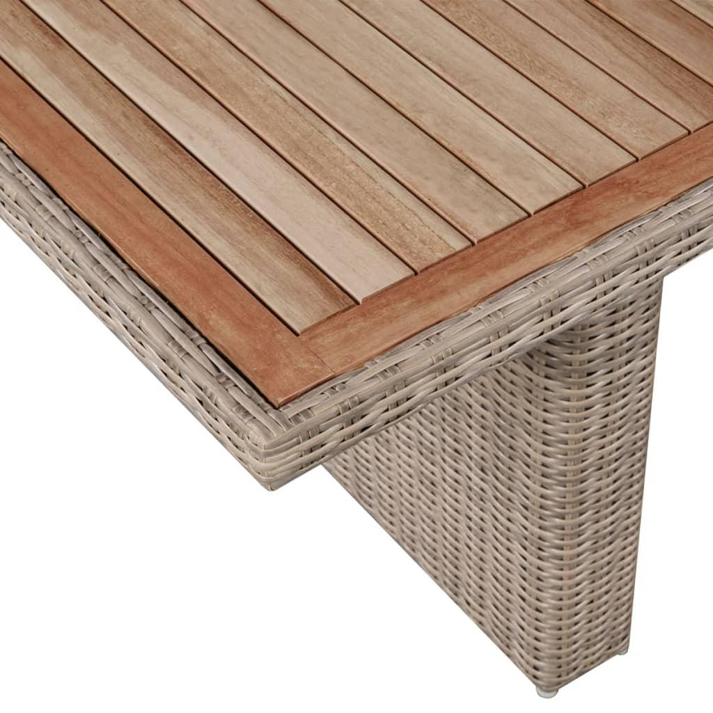 7 Piece Outdoor Dining Set with Cushions Poly Rattan Brown