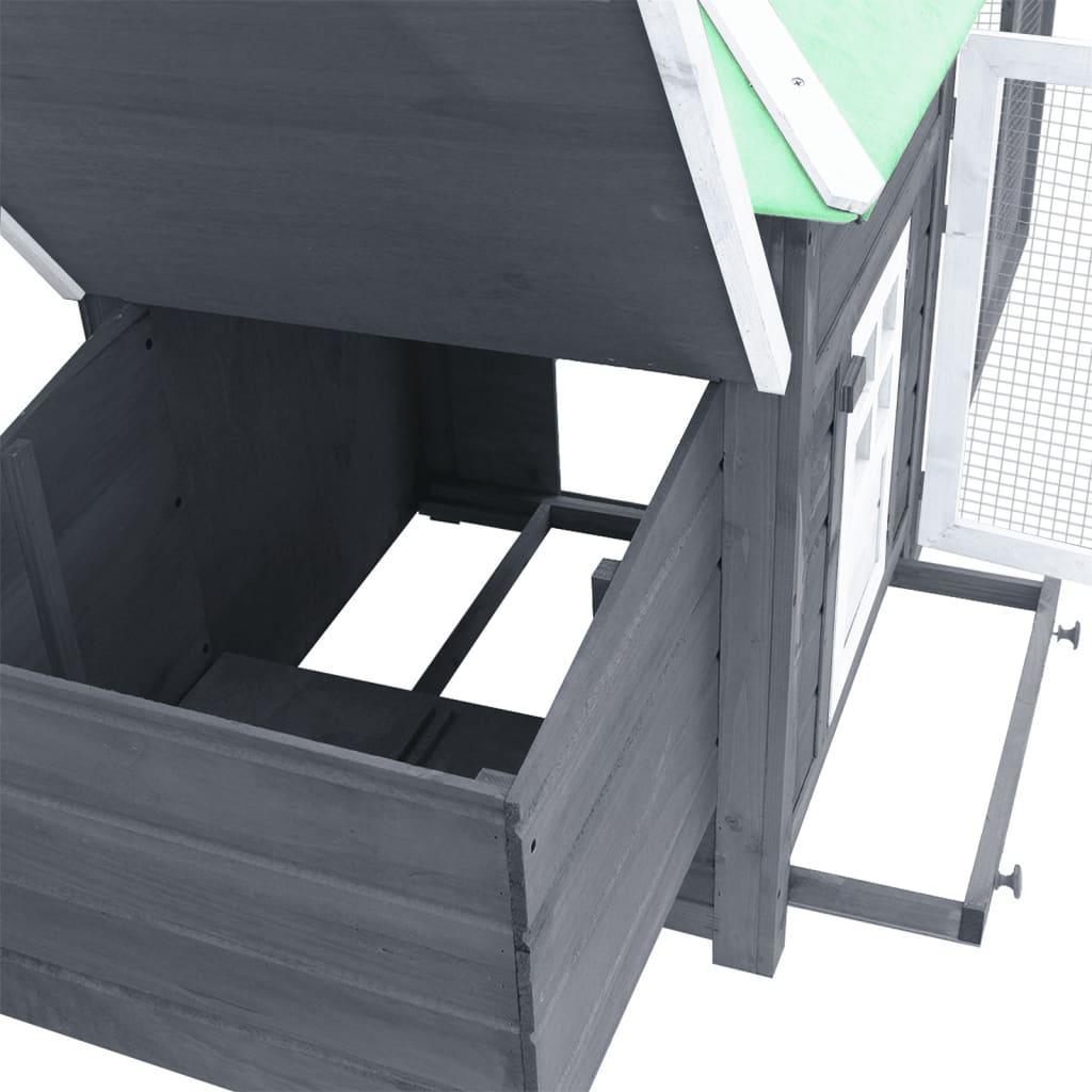 Chicken Coop with Nest Box Grey 190x72x102 cm Solid Firwood