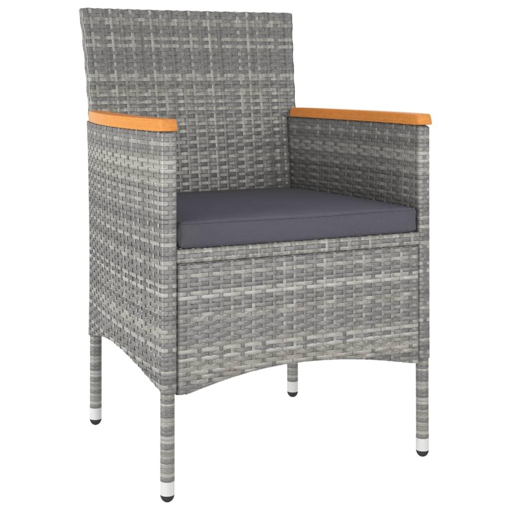 5 Piece Garden Dining Set Poly Rattan & Solid Acacia Wood Grey