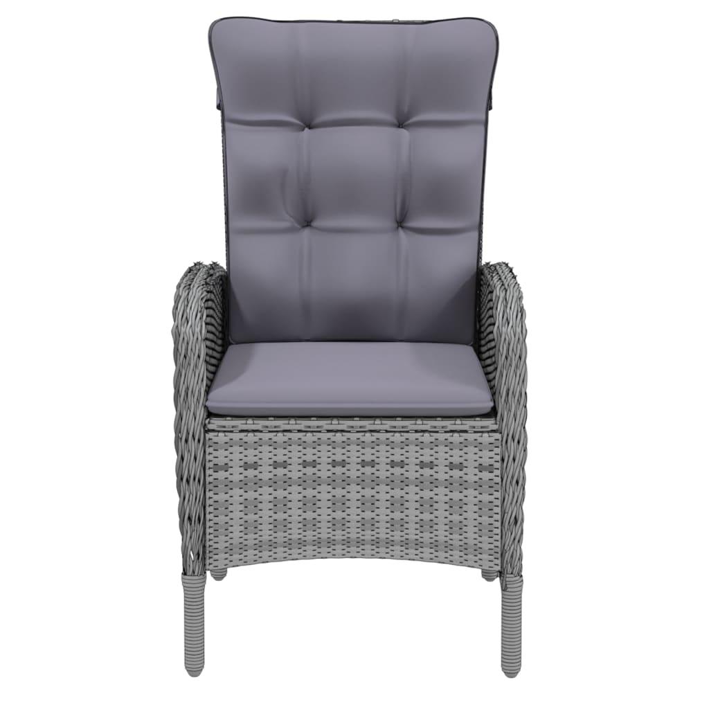 3 Piece Garden Dining Set Poly Rattan Grey