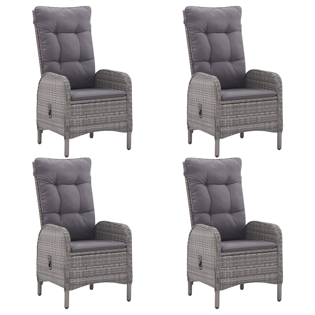 5 Piece Garden Dining Set Poly Rattan and Glass Grey