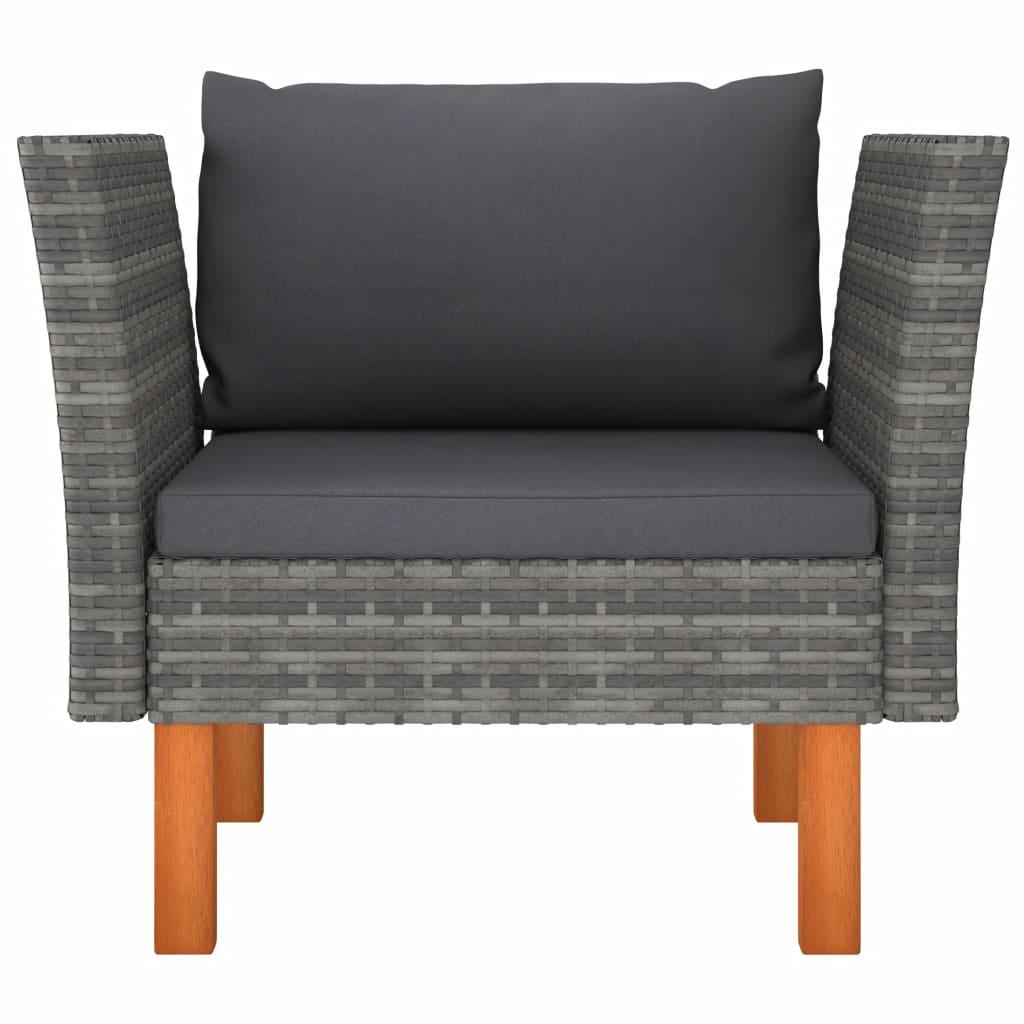 Garden Sofa Poly Rattan and Solid Eucalyptus Wood