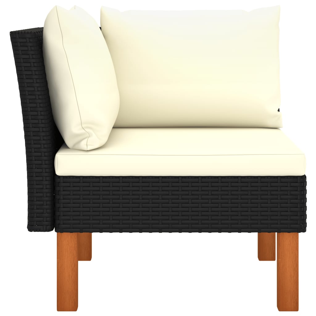 Corner Sofas 2 pcs Poly Rattan and Solid Eucalyptus Wood
