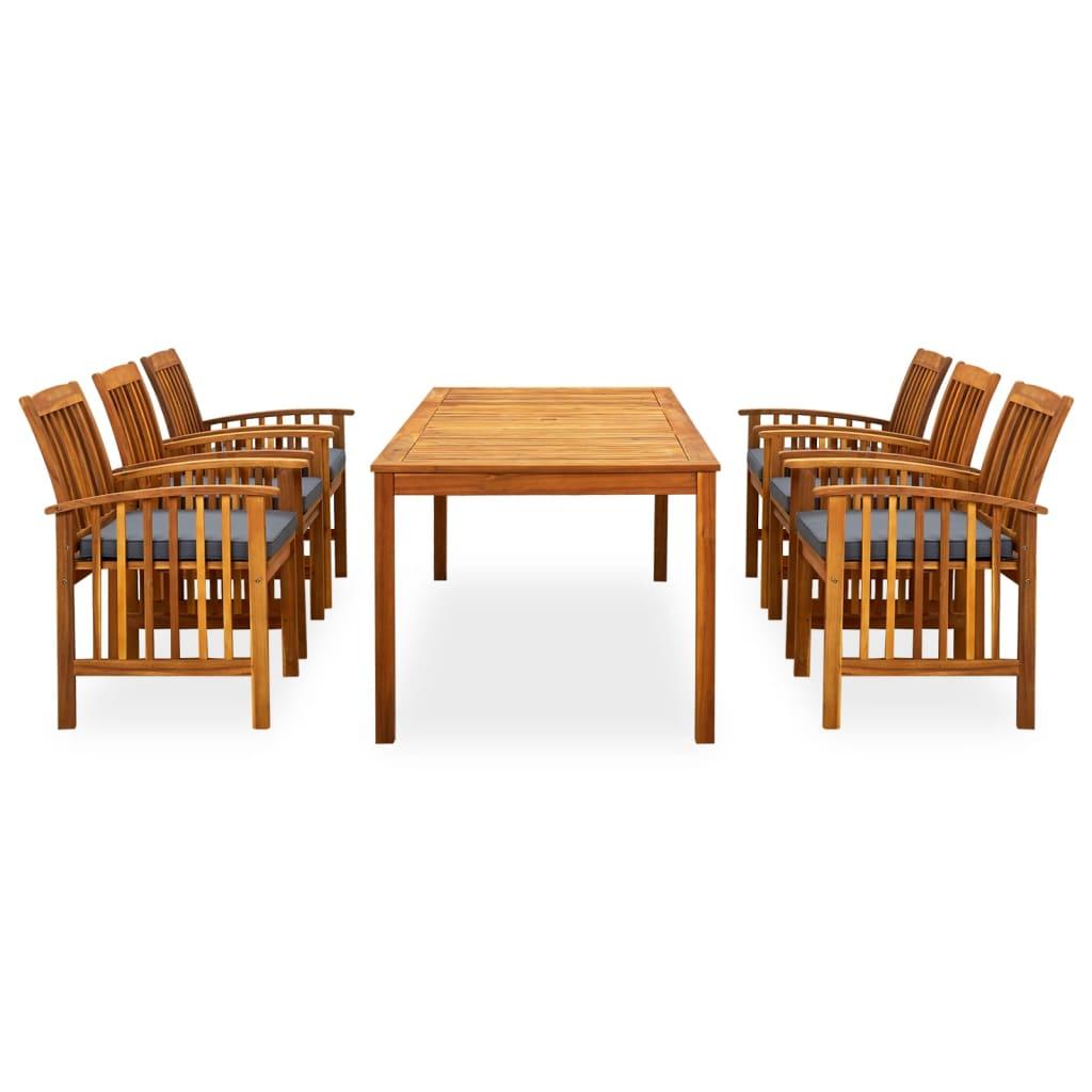 7 Piece Garden Dining Set with Cushions Solid Acacia Wood