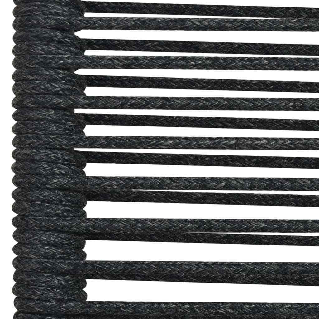 5 Piece Garden Dining Set Cotton Rope and Steel Black