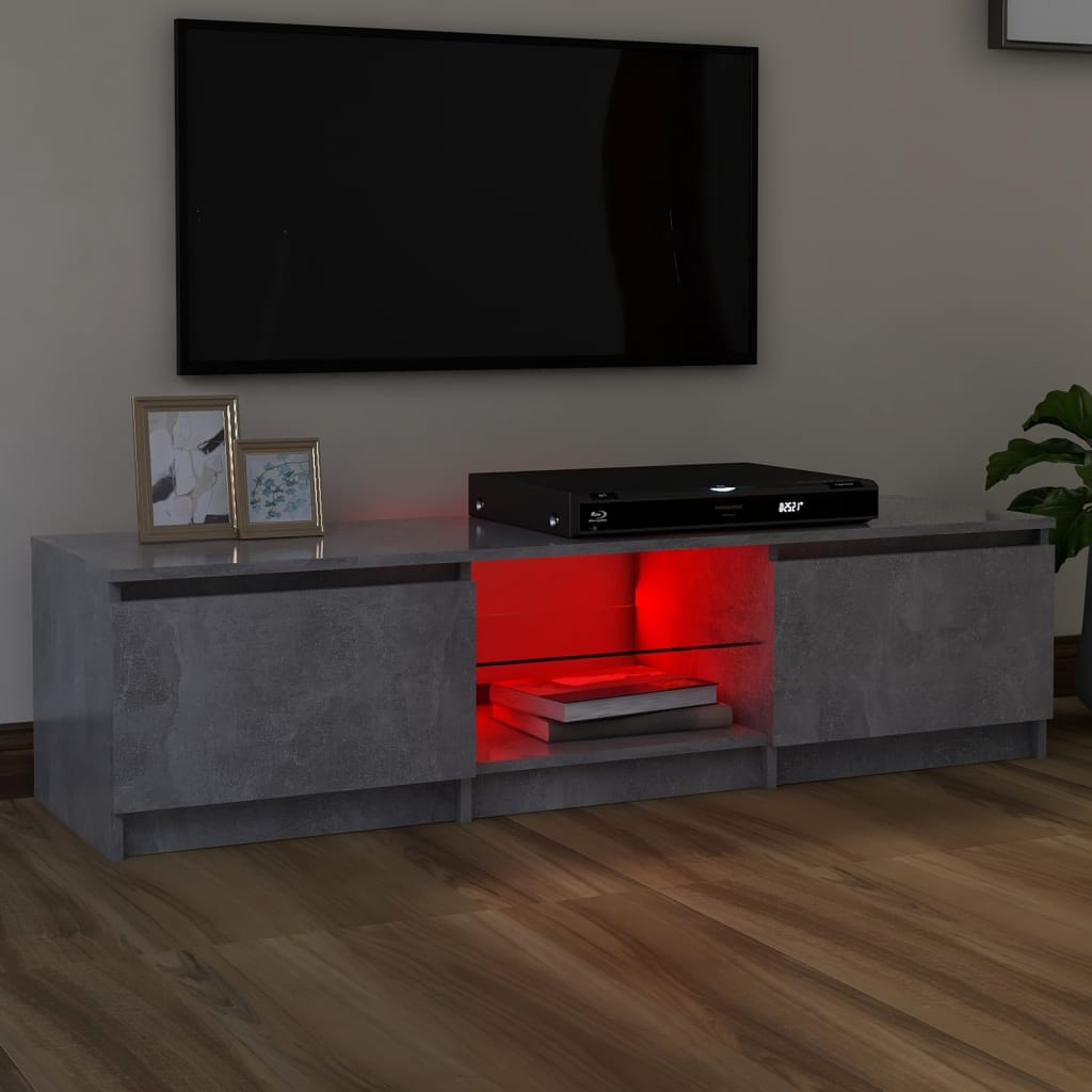 TV Cabinet with LED Lights Concrete Grey 140x40x36 cm