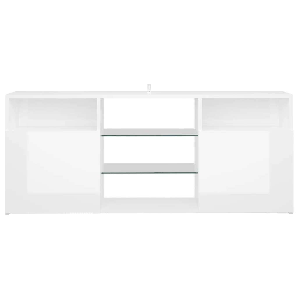 TV Cabinet with LED Lights High Gloss White 120x30x50 cm