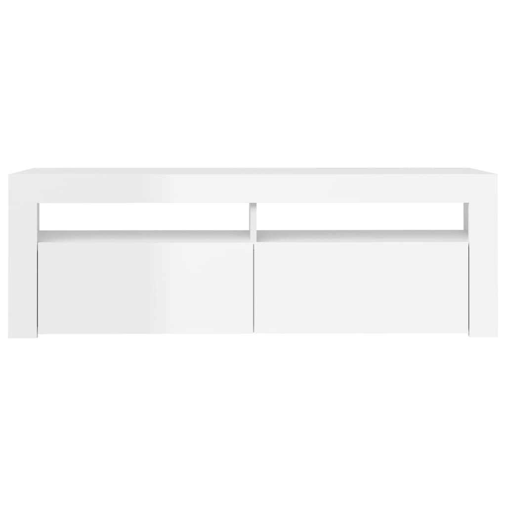 TV Cabinet with LED Lights High Gloss White 120x35x40 cm