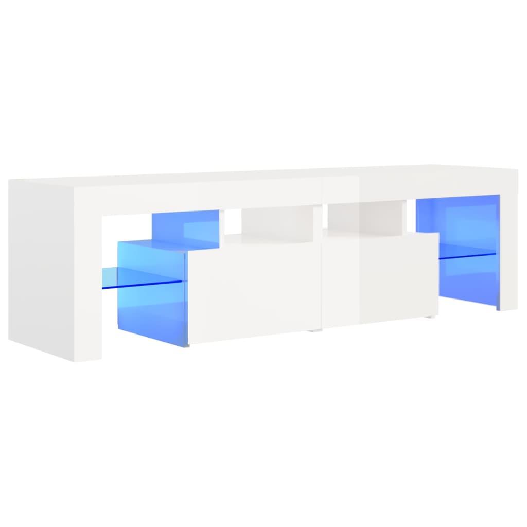 TV Cabinet with LED Lights High Gloss White 140x36.5x40 cm