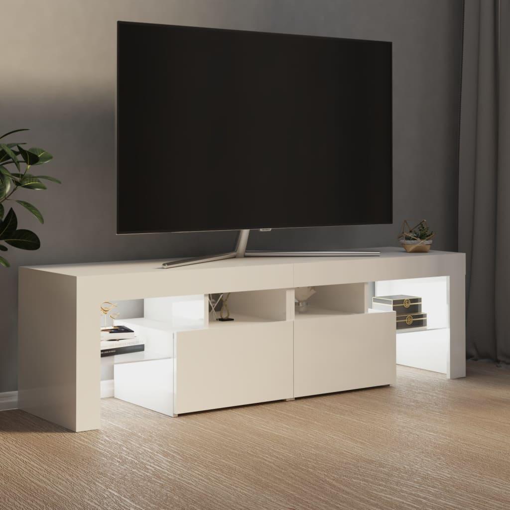 TV Cabinet with LED Lights High Gloss White 140x36.5x40 cm