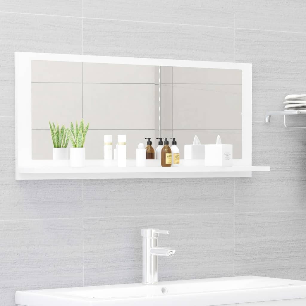 Bathroom Mirror High Gloss White 90x10.5x37 cm Engineered Wood