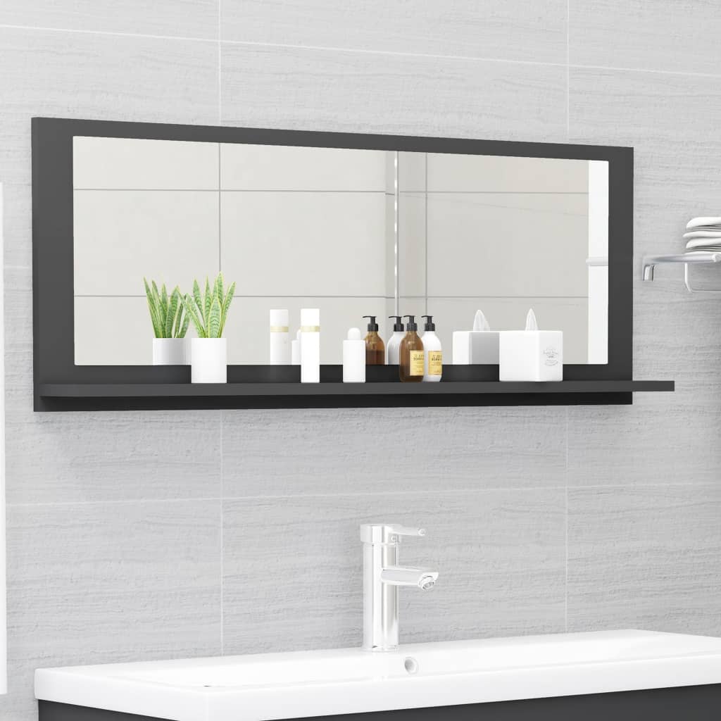Bathroom Mirror Grey 100x10.5x37 cm Engineered Wood