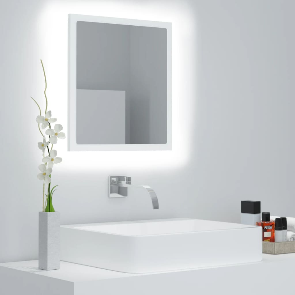 LED Bathroom Mirror White 40x8.5x37 cm Engineered Wood