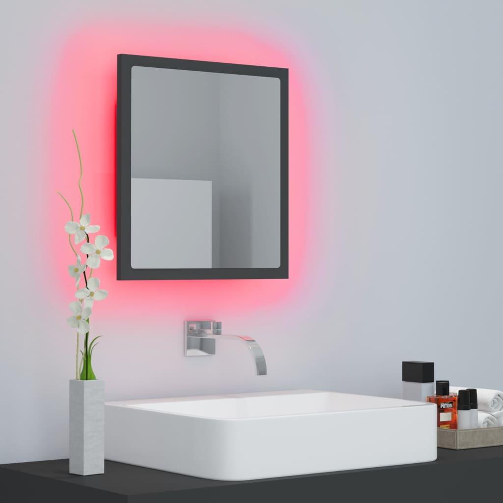 LED Bathroom Mirror Grey 40x8.5x37 cm Acrylic