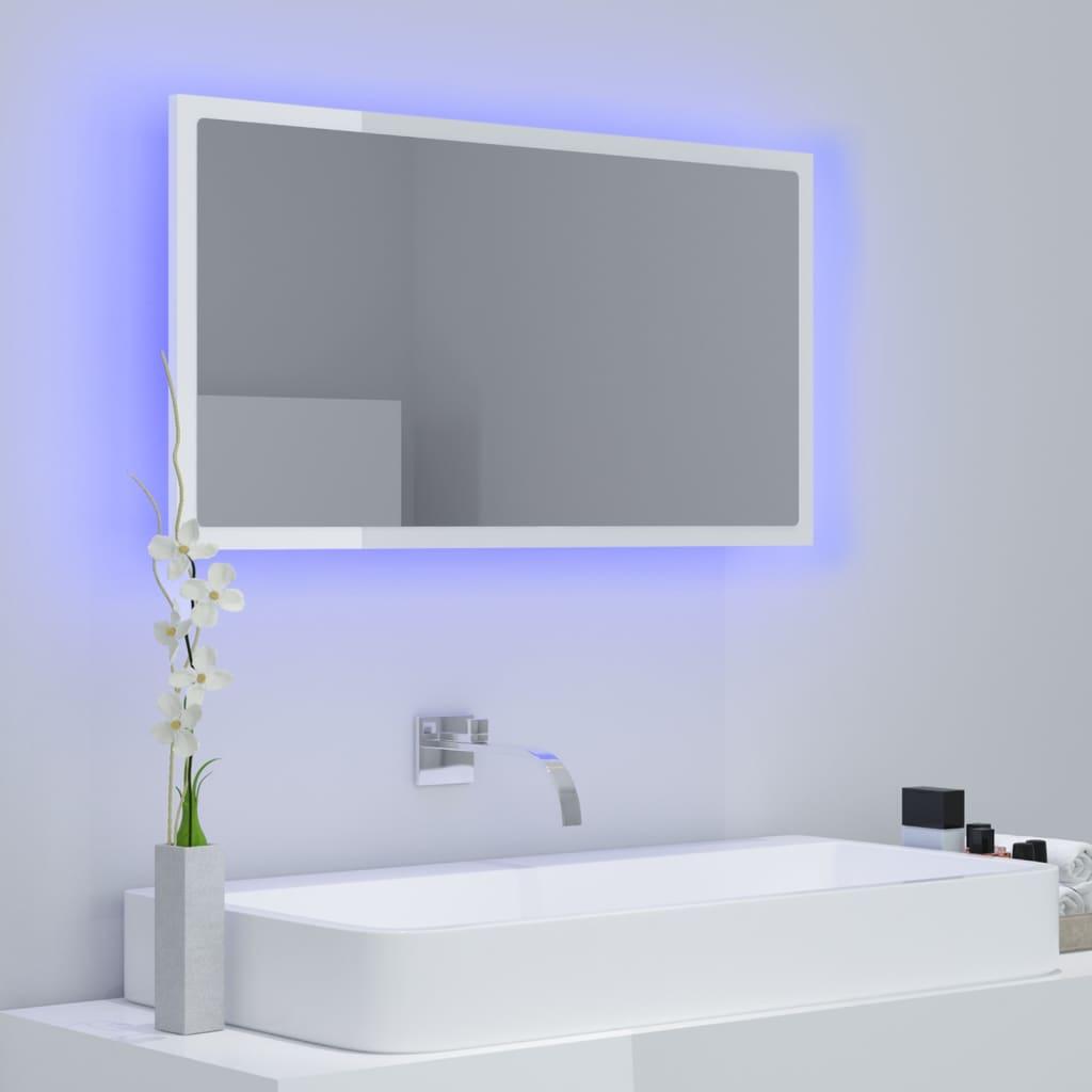 LED Bathroom Mirror High Gloss White 80x8.5x37 cm Acrylic