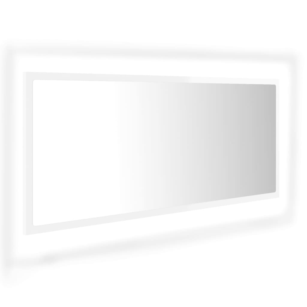 LED Bathroom Mirror High Gloss White 100x8.5x37 cm Acrylic