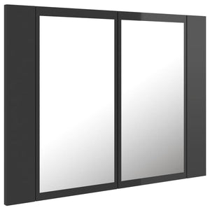 LED Bathroom Mirror Cabinet High Gloss Grey 60x12x45 cm Acrylic