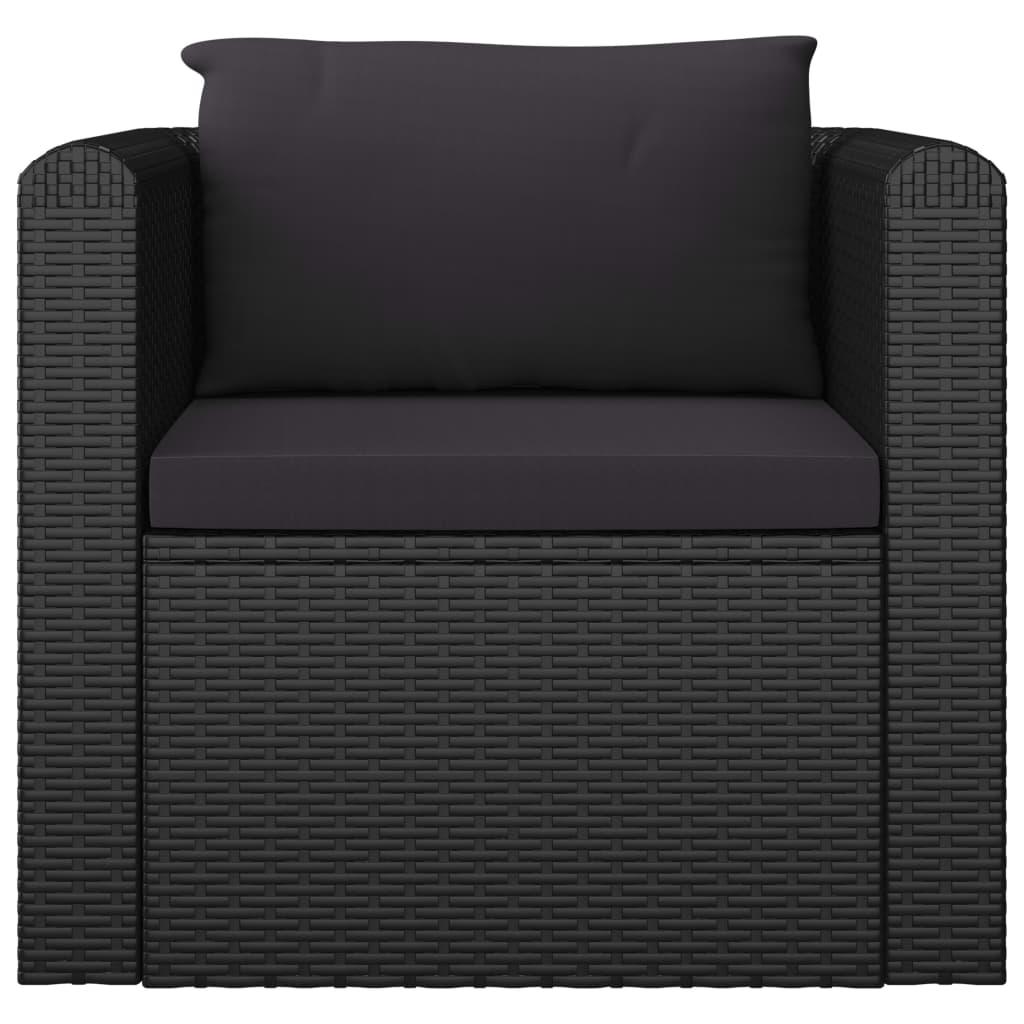 10 Piece Garden Lounge Set with Cushions Poly Rattan Black