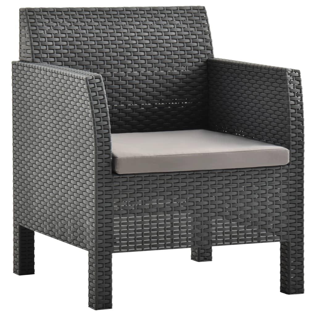 Garden Chair with Cushion Anthracite 63x65x76 cm PP Rattan