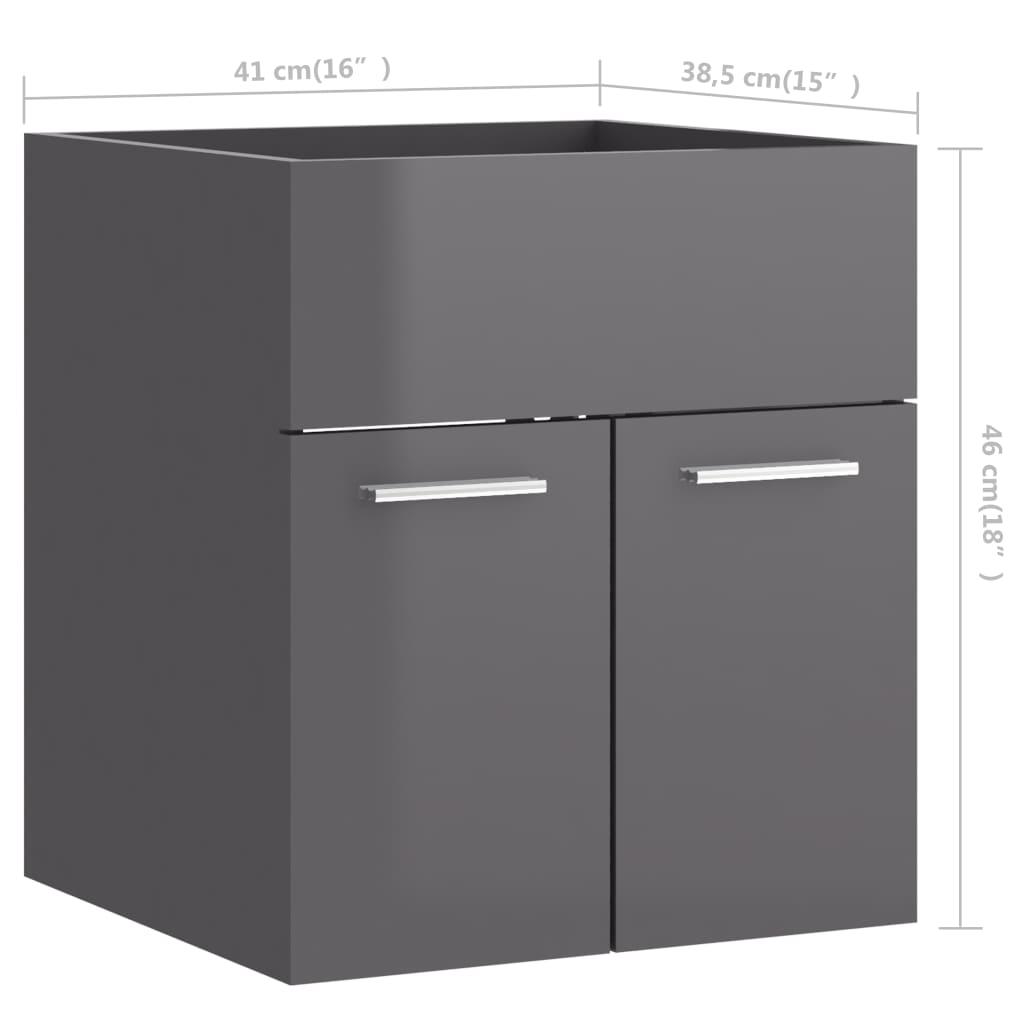 2 Piece Bathroom Furniture Set High Gloss Grey Engineered Wood