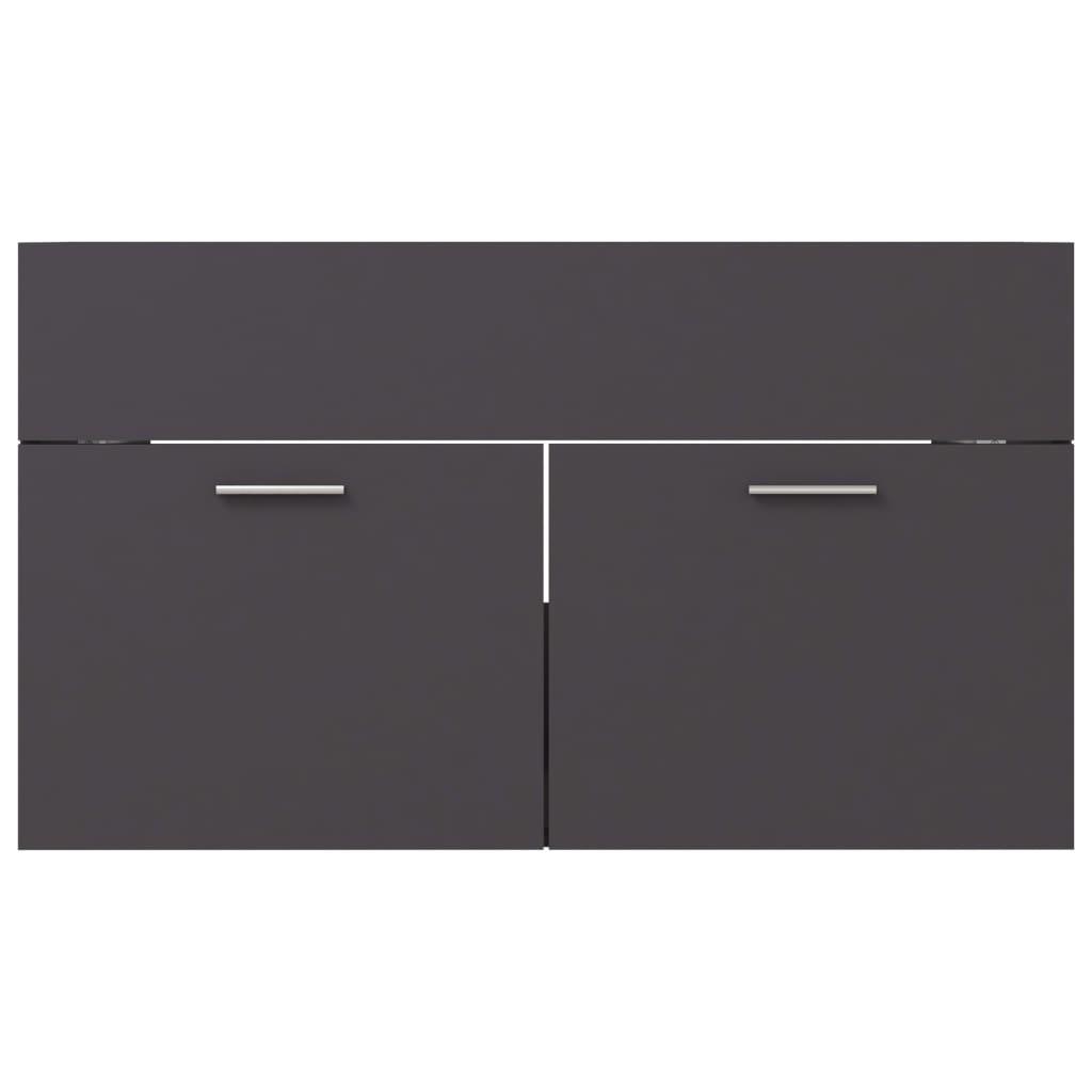 2 Piece Bathroom Furniture Set Grey Engineered Wood