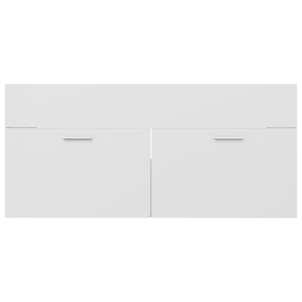 2 Piece Bathroom Furniture Set High Gloss White Engineered Wood