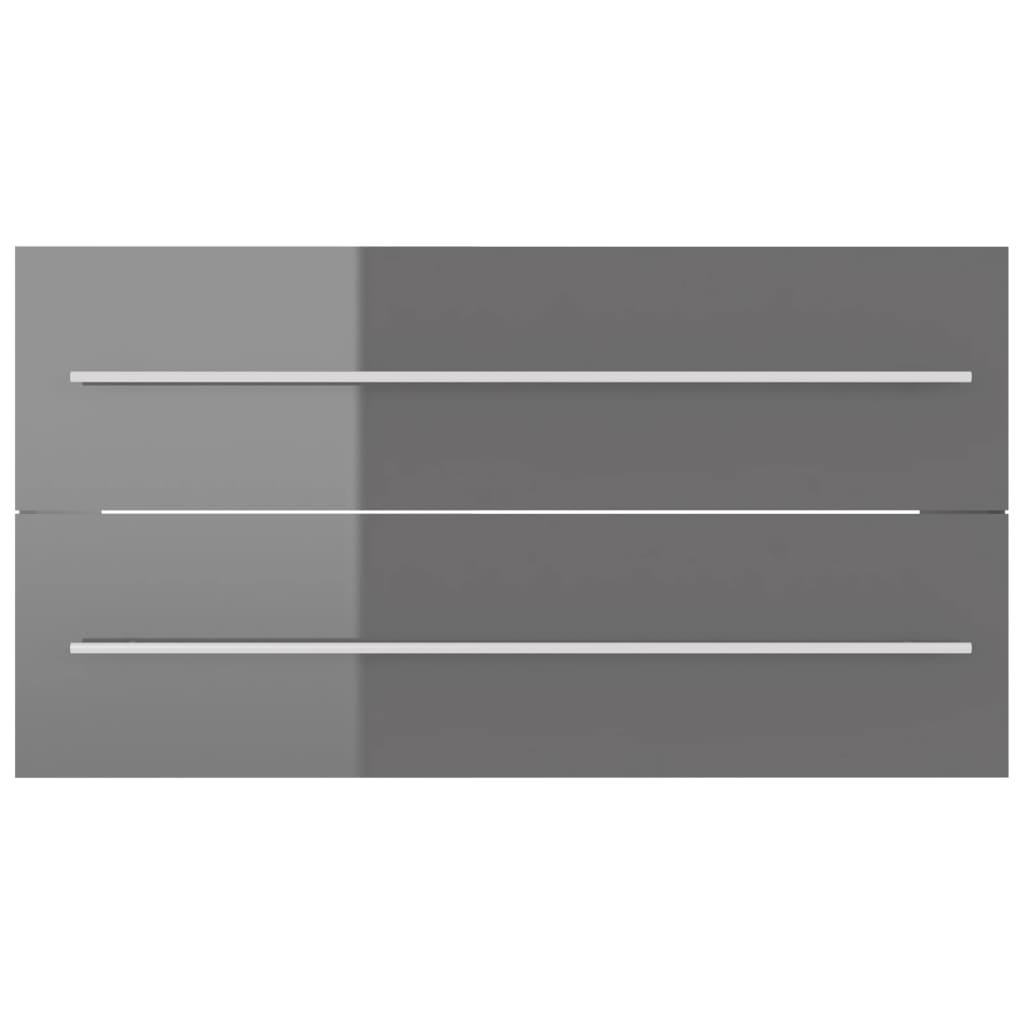 2 Piece Bathroom Furniture Set High Gloss Grey Engineered Wood