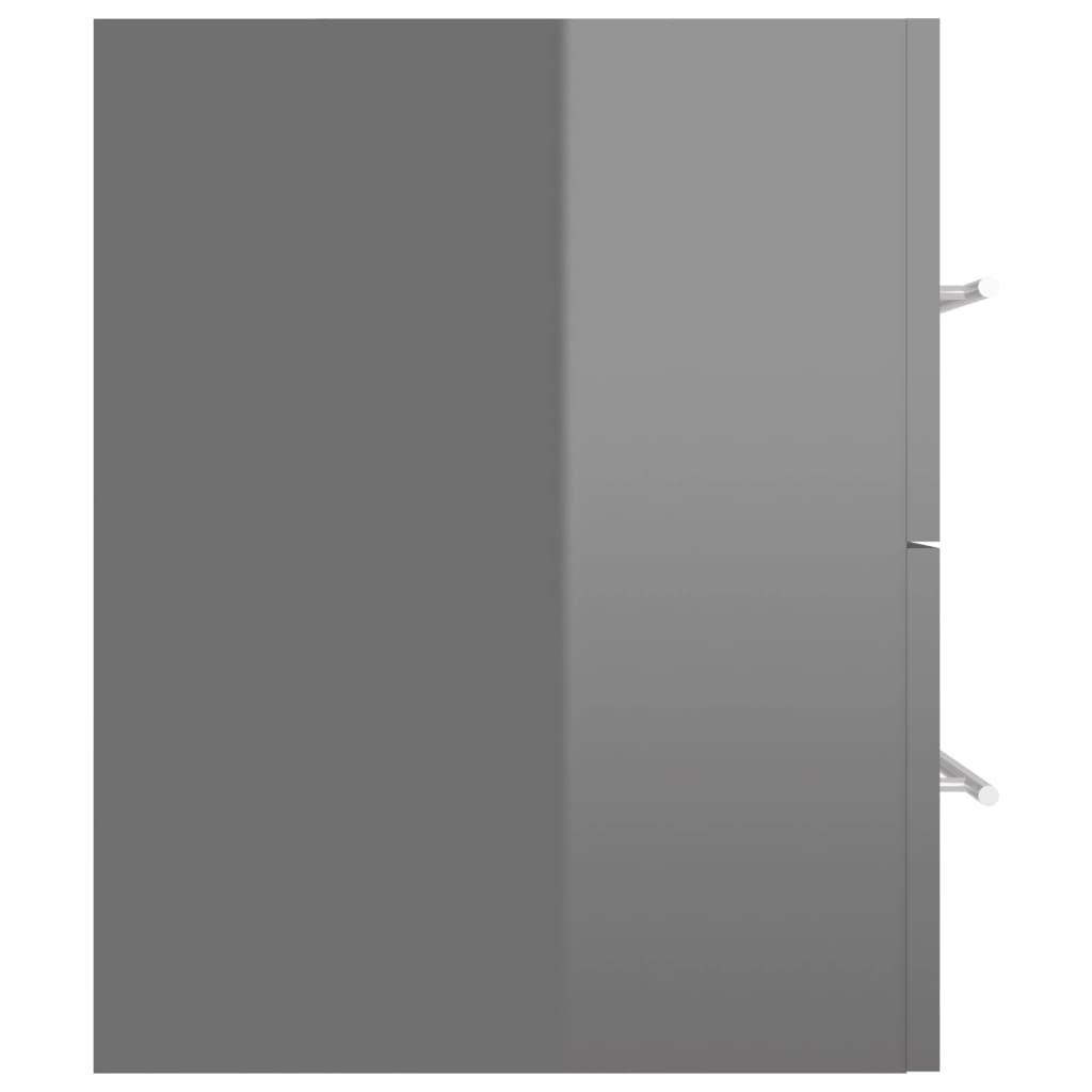 2 Piece Bathroom Furniture Set High Gloss Grey Engineered Wood