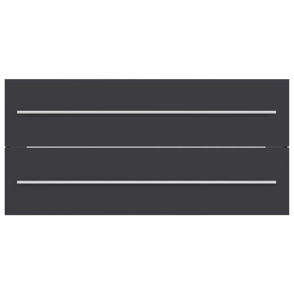 2 Piece Bathroom Furniture Set Grey Engineered Wood