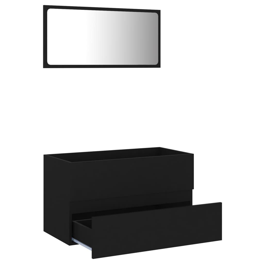 2 Piece Bathroom Furniture Set Black Chipboard